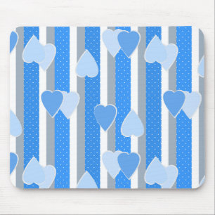 Valentine's Day hearts on striped background Mouse Pad