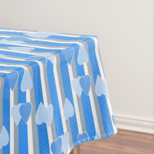 Valentine's Day hearts on striped background  Tablecloth