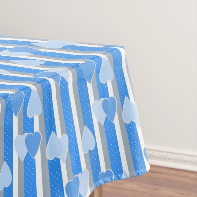 Valentine's Day hearts on striped background  Tablecloth (In Situ)