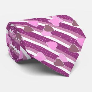 Valentine's Day hearts on striped background Tie