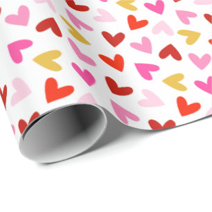 Valentine's Day Hearts on white Wrapping Paper