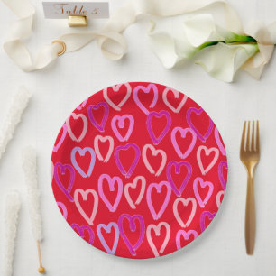 Valentines Day Hearts  Paper Plate