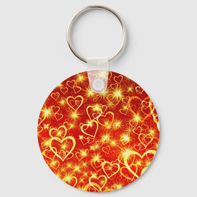 Valentine's Day Hearts Pattern-25022 Key Ring (Front)