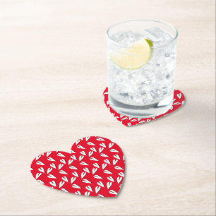 Valentines Day Hearts Pattern Red Black White Paper Coaster