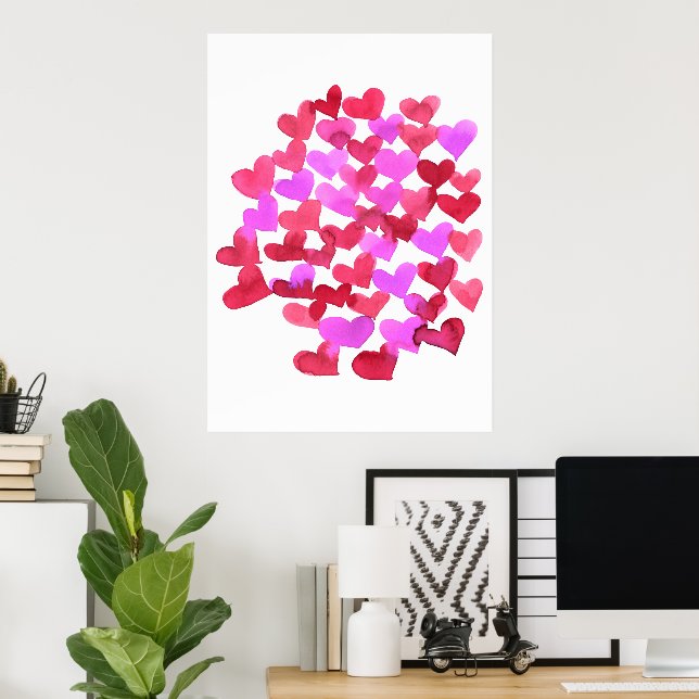 Valentine's day hearts - pink and magenta poster (Home Office)