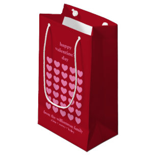 Valentine's Day Hearts Pink and Red Personalised Small Gift Bag