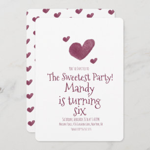 Valentines Day Hearts Pink Metallic Birthday Party Invitation