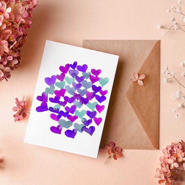 Valentine's day hearts - purple and aqua card (Creator Uploaded)