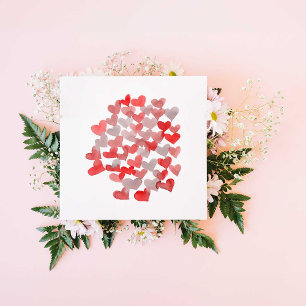 Valentine's day hearts - red and grey holiday card