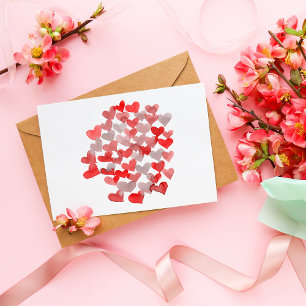 Valentine's day hearts - red and grey postcard