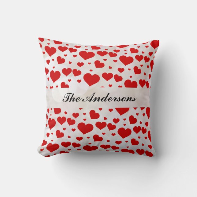 Valentines Day Hearts Red Love Family Cushion (Front)