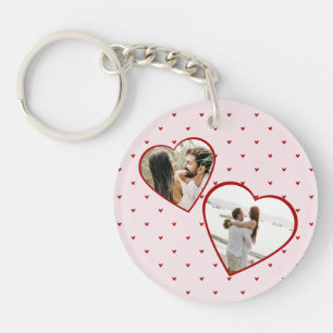 Valentine's Day Hearts Red Photo Collage Key Ring