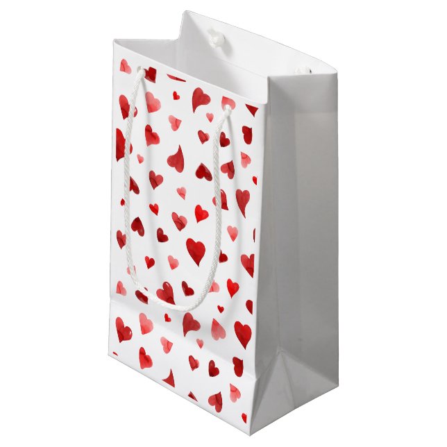 Valentine's day hearts - red small gift bag (Front Angled)
