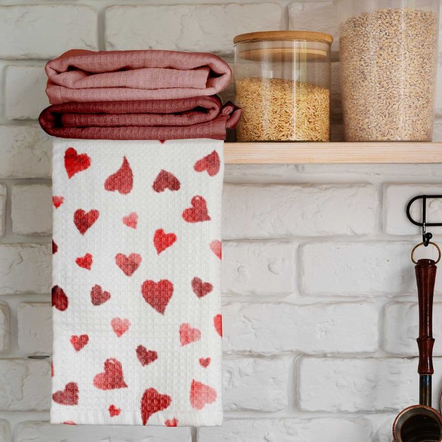 Valentine's day hearts - red tea towel (Creator Uploaded)