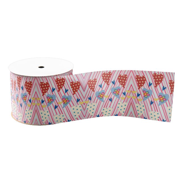 Valentine's Day Hearts Ribbon Grosgrain Ribbon (Spool)