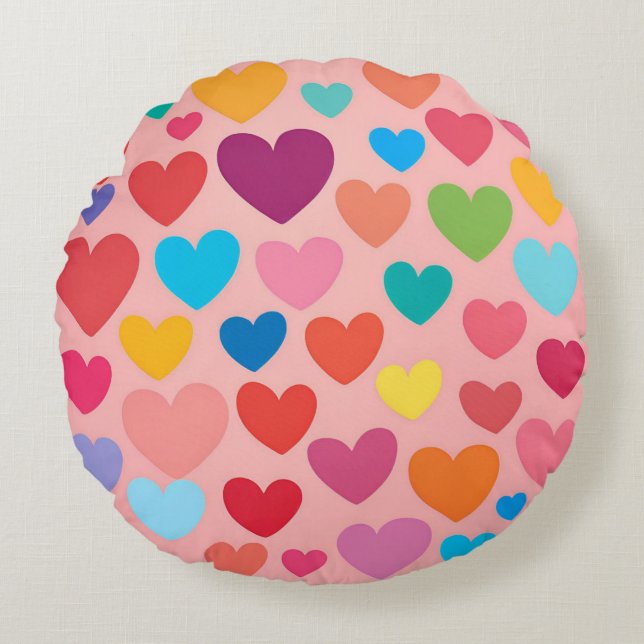 Valentine's Day Hearts Round Cushion (Front)