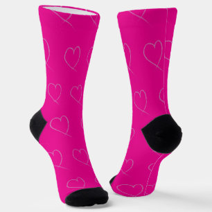 Valentines Day Hearts Scribbles Pink Socks