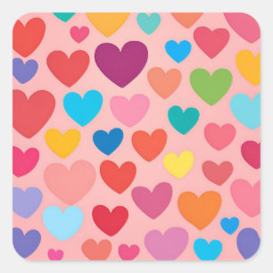 Valentine's Day Hearts Square Sticker