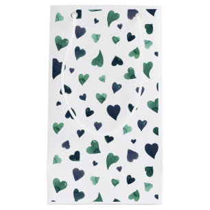 Valentine's day hearts - teal small gift bag