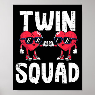 Valentines Day Hearts Twin Squad Fist Bump Men Wom Poster