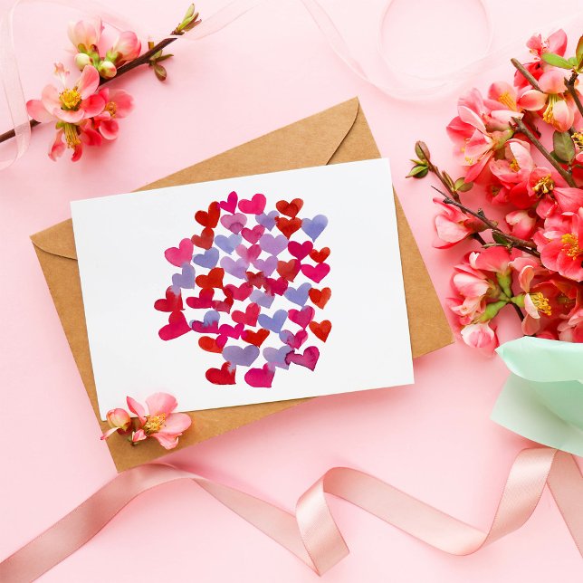 Valentine's day hearts - violet and magenta postcard (Creator Uploaded)