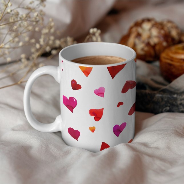 Valentine's day hearts - viva magenta and orange coffee mug (Creator Uploaded)