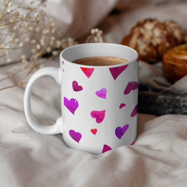 Valentine's day hearts - viva magenta and purple coffee mug (Creator Uploaded)