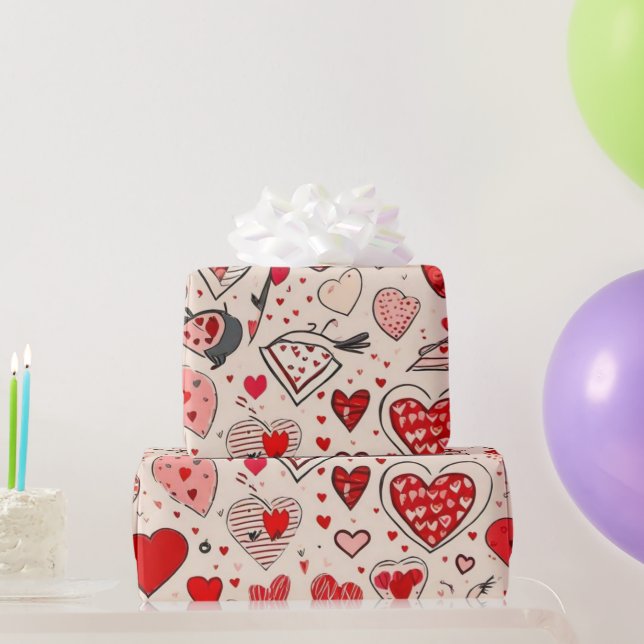 Valentine's day hearts Wrapping Paper (Party Gifts)
