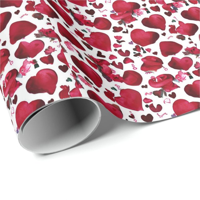 Valentine's Day Hearts Wrapping Paper  (Roll Corner)