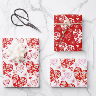 Valentine's Day Hearts Wrapping Paper Sheet