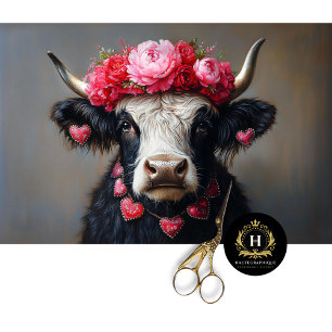 Valentines Day Highland Cow Rustic Decoupage Tissue Paper