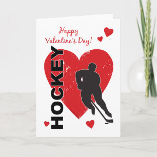 Valentine's Day Hockey Hearts (male) Greeting Card