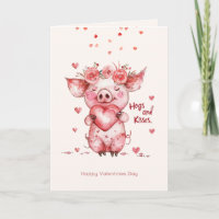 valentine's day Hogs & Kisses Funny Pig