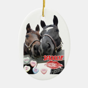 Valentine's Day Horses Ceramic Ornament