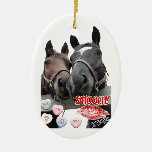 Valentine's Day Horses Ceramic Ornament (Front)