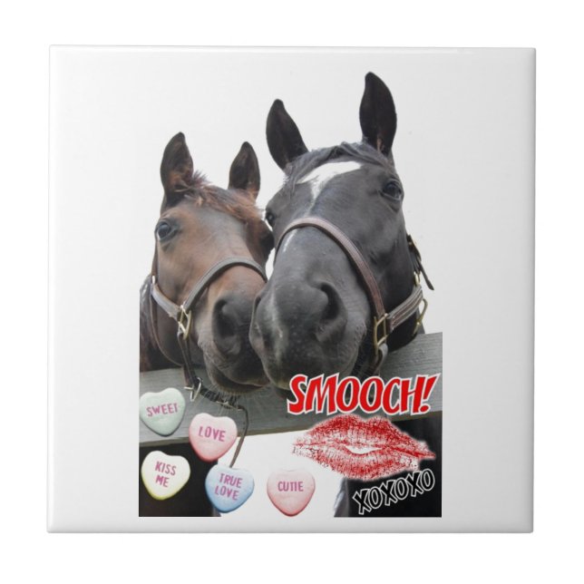 Valentine's Day Horses Ceramic Tile (Front)