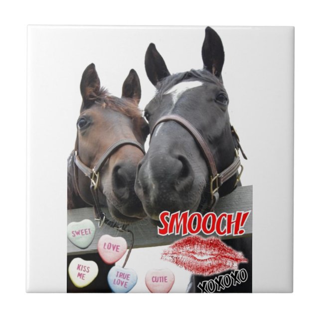 Valentine's Day Horses Ceramic Tile (Front)