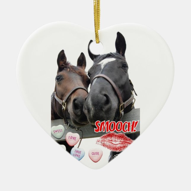 Valentine's Day Horses Ceramic Tree Decoration (Front)