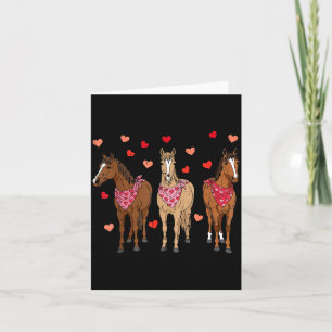 Valentines Day Horses Hearts Equestrian Women Girl Card