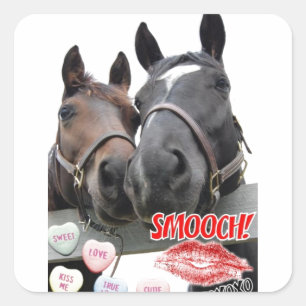 Valentine's Day Horses Square Sticker