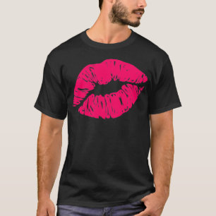 Valentine's Day Hot Pink Lips Kiss 80s Retro Vinta T-Shirt