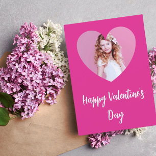 Valentine's Day hot pink photo girl Card