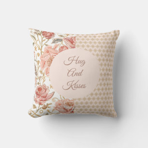Valentine's Day, Hug and Kisses, Flowers, Pixels Cushion