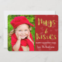Valentine's Day Hugs and Kisses Photo Card