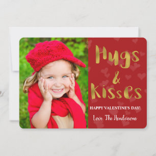 Valentine's Day Hugs and Kisses Photo Card