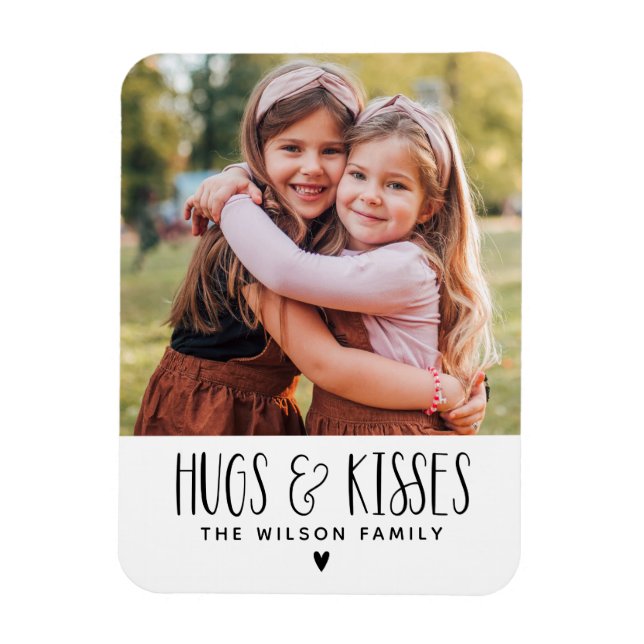 Valentines Day Hugs Kisses Photo Magnet (Vertical)