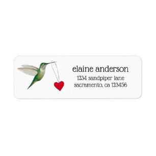 Valentine's Day Hummingbird Return Address Label