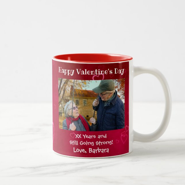 Valentines Day Husband Boyfriend Photo Cute Couple Two-Tone Coffee Mug (Right)