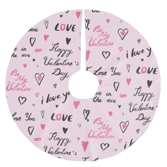 Valentine's Day: 'I Love You' Background. Brushed Polyester Tree Skirt (Front)