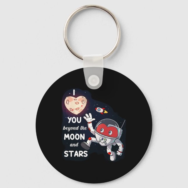 Valentines Day I Love You Beyond The Moon And Star Key Ring (Front)
